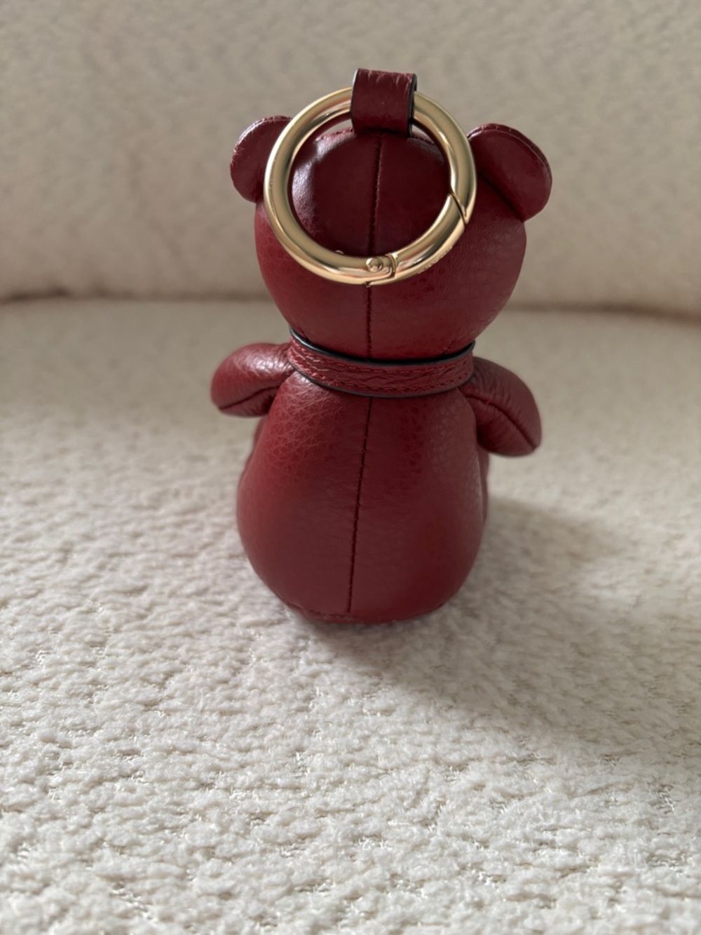 Coach Burgundy Leather Bear Key Charm with Gold-Tone Hardware - Picture 2 of 3